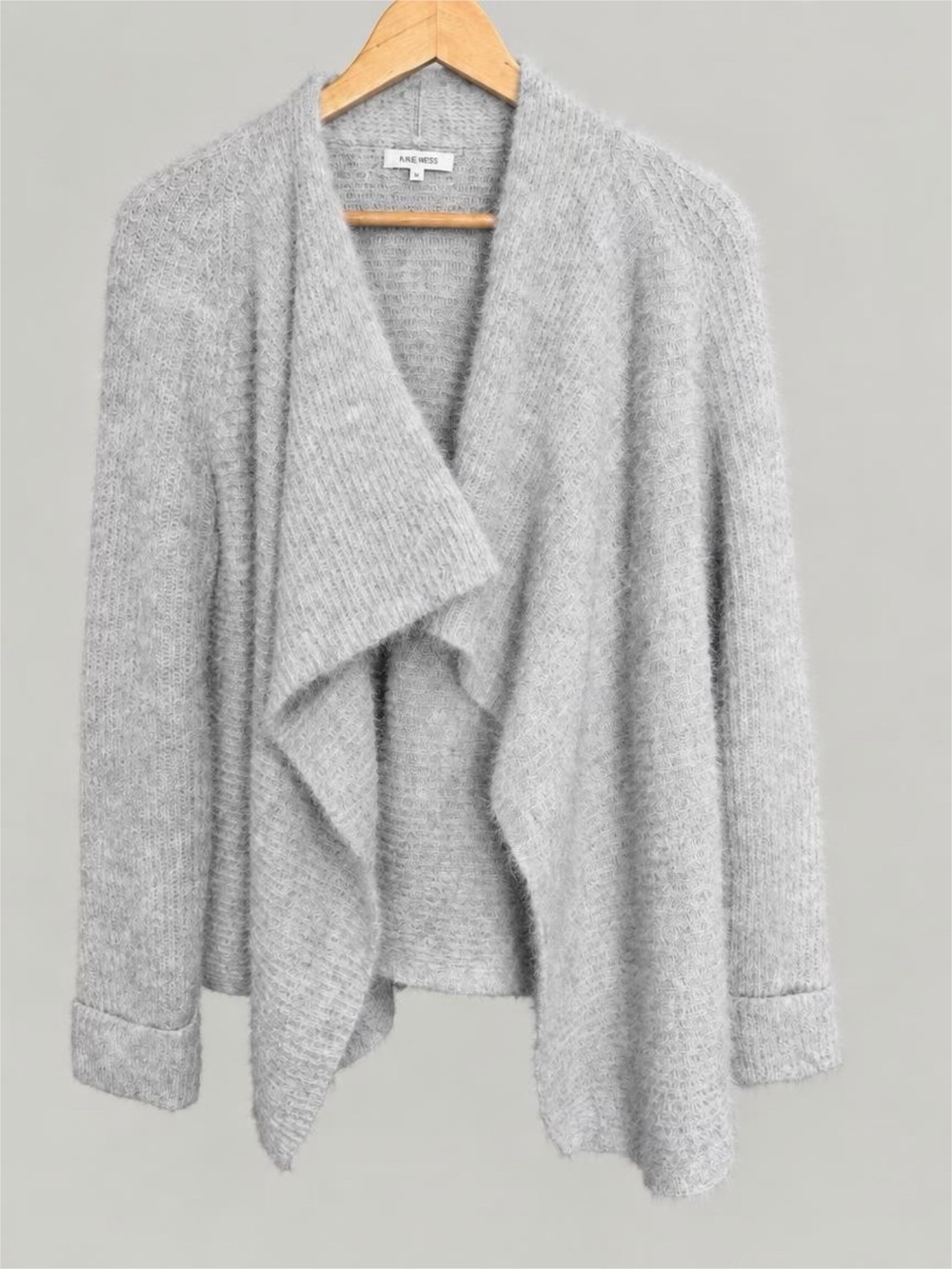 Nine West Light Gray Open-Front Draped Cardigan
